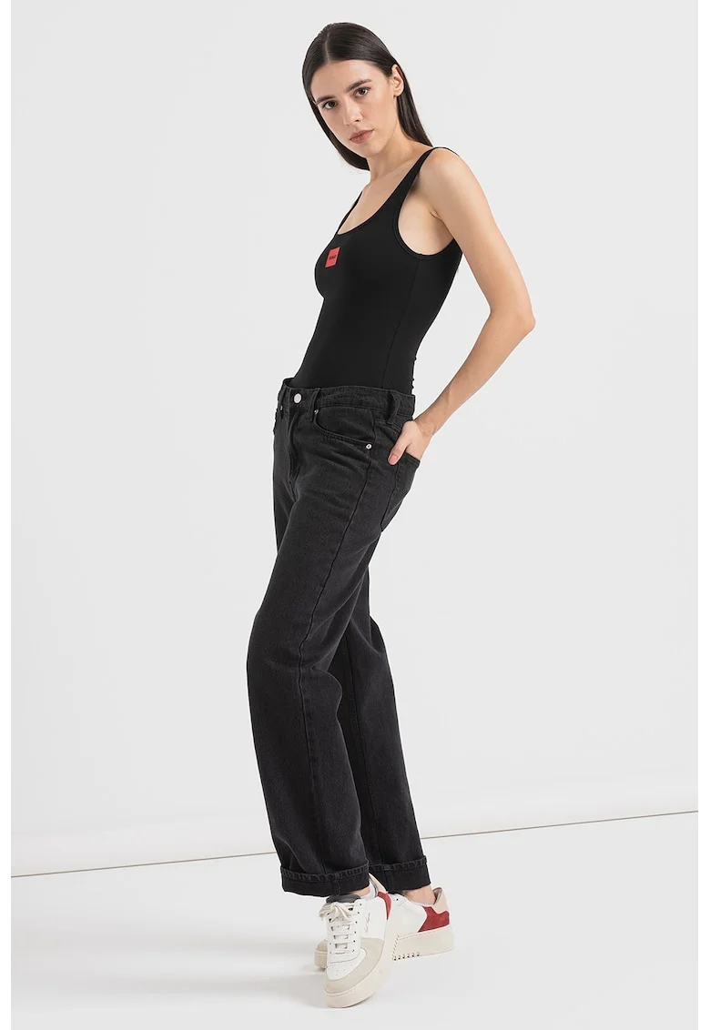 Top-body cu detaliu logo, Negru
