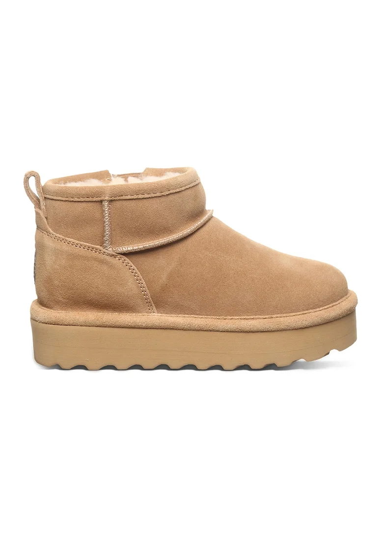 Ghete slip-on de piele intoarsa Retro, Maro camel