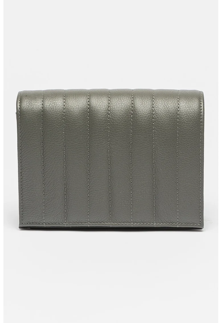 Geanta crossbody de piele cu model matlasat, Gri inchis