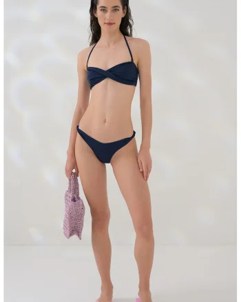 Sutien de baie cu model bandeau si detaliu rasucit, Bleumarin