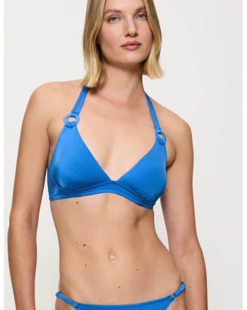 Sutien de baie cu cupe triunghiulare Midnight Swim, Albastru