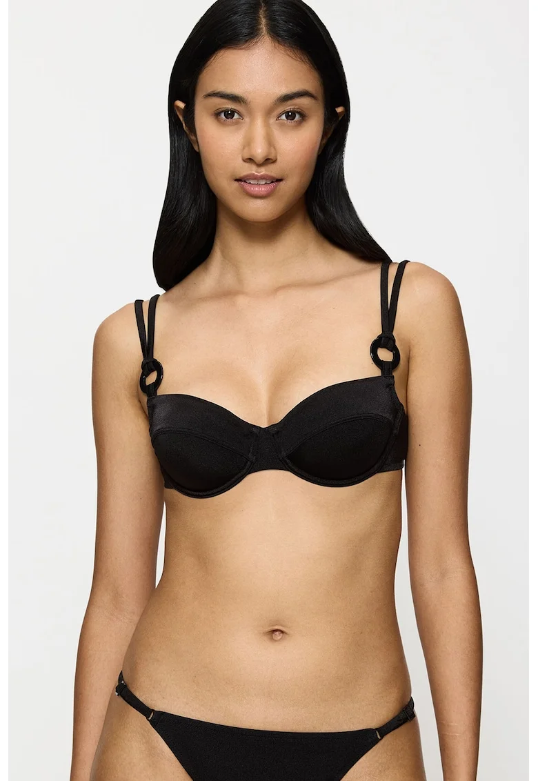 Sutien de baie balconette Midnight Swim, Negru