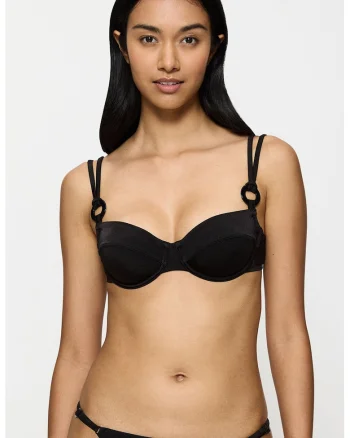 Sutien de baie balconette Midnight Swim, Negru