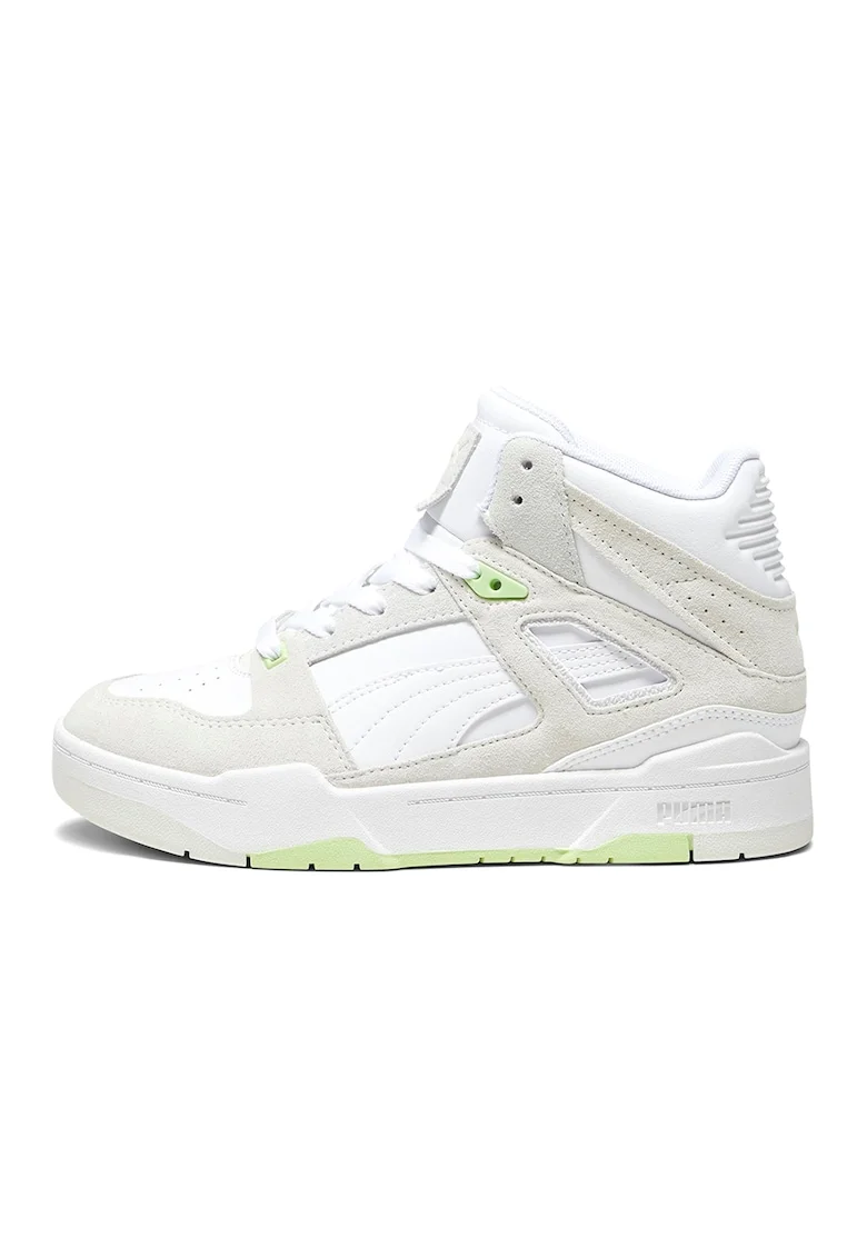 Pantofi sport high-top cu insertii de piele intoarsa Slipstream, Alb/Alb murdar