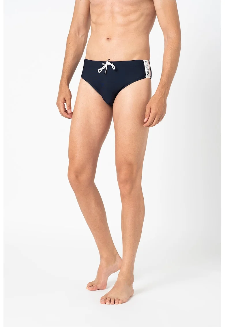 Slip Basic, Alb/Bleumarin