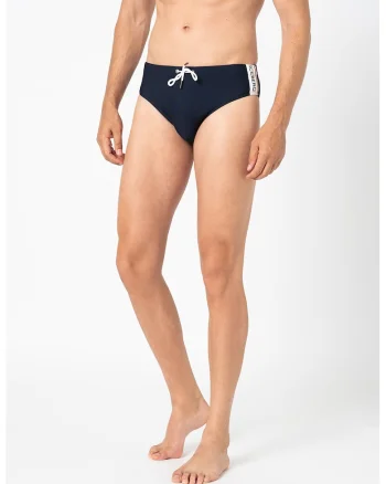 Slip Basic, Alb/Bleumarin