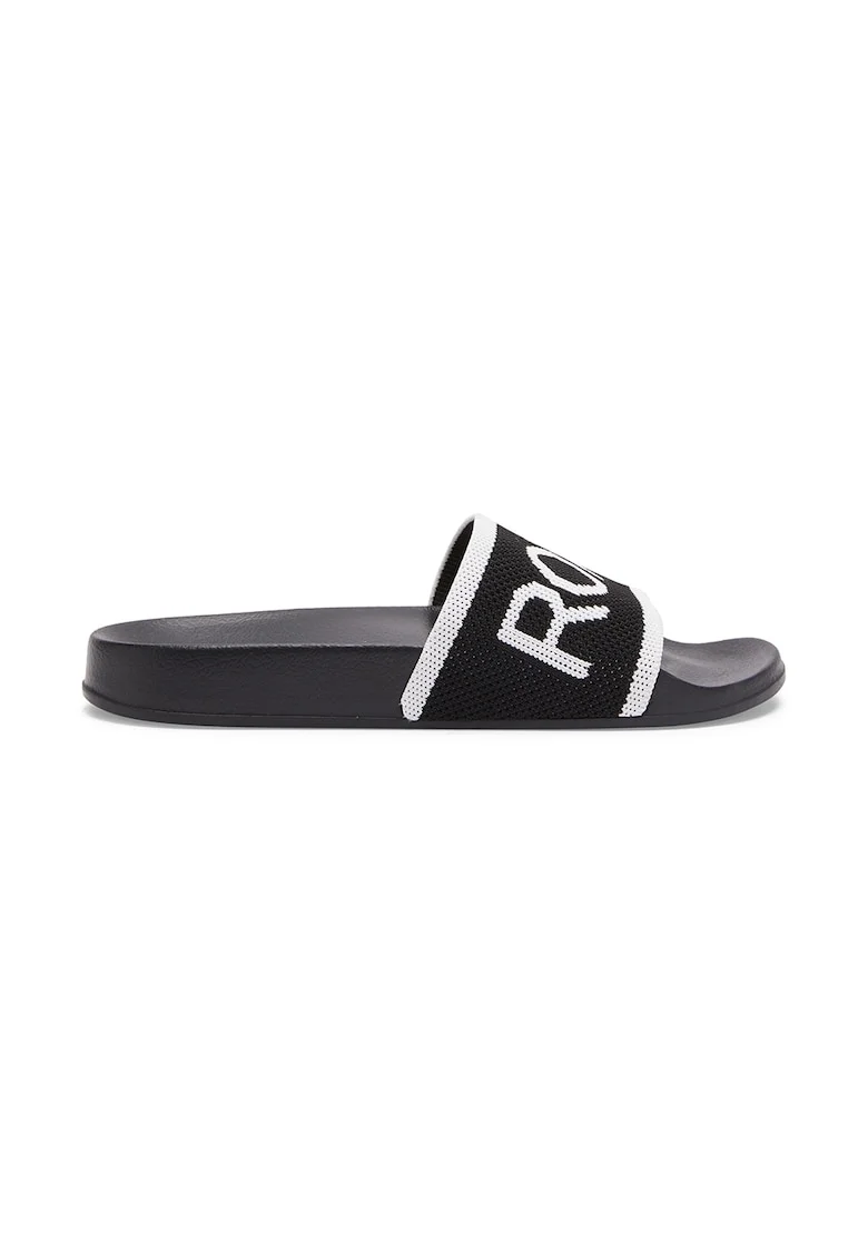 Papuci cu aspect tricotat Slippy, Alb/Negru