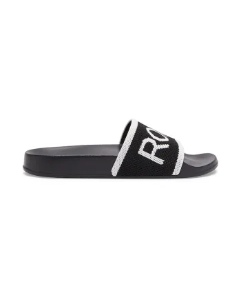 Papuci cu aspect tricotat Slippy, Alb/Negru