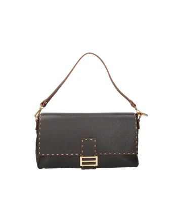 Geanta crossbody din piele cu bareta detasabila, Negru
