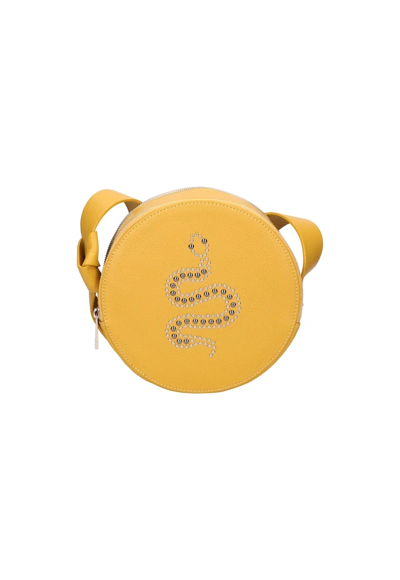 Geanta crossbody cu aplicatii cu nituri, Galben mustar