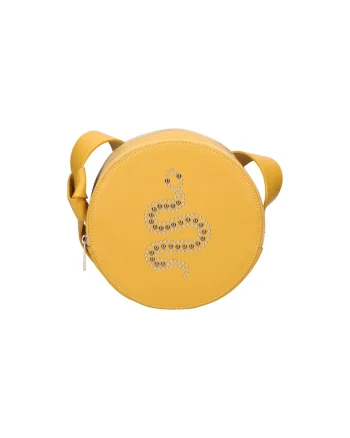 Geanta crossbody cu aplicatii cu nituri, Galben mustar