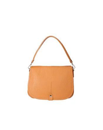 Geanta crossbody de piele cu clapa, Caramel