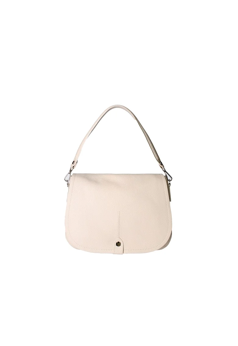 Geanta crossbody de piele cu clapa, Bej
