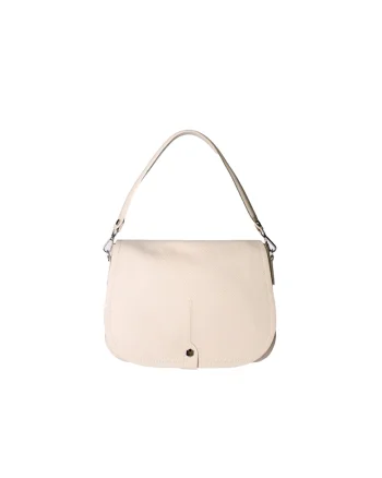 Geanta crossbody de piele cu clapa, Bej