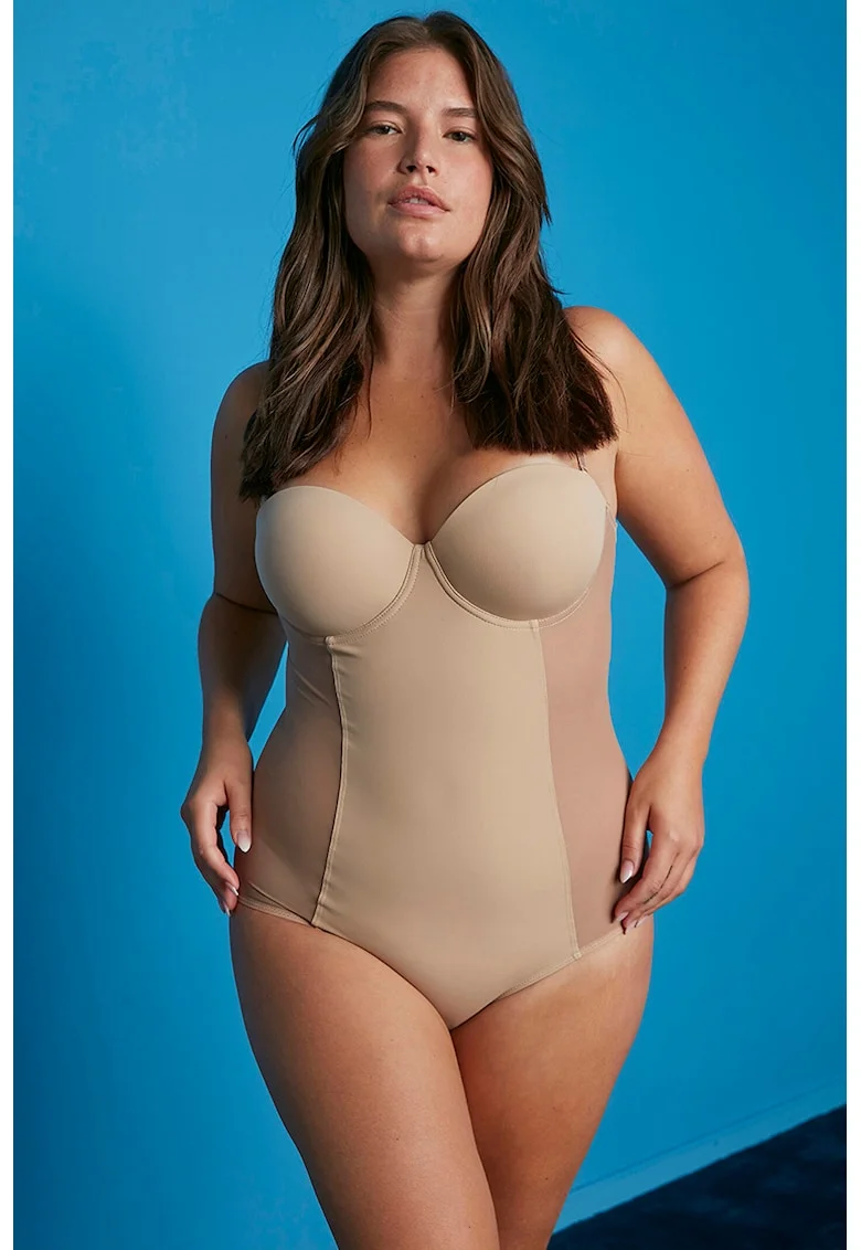 Body modelator cu insertii semitransparente, Bej