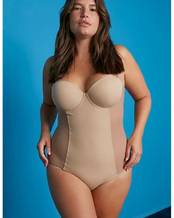 Body modelator cu insertii semitransparente, Bej
