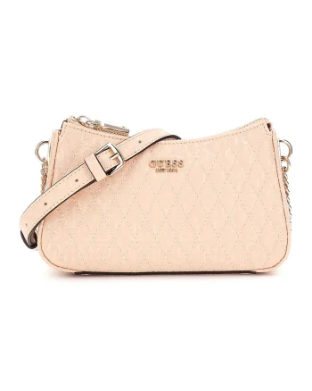 Geanta crossbody mini din piele ecologica cu logo metalic Betula, Piersica