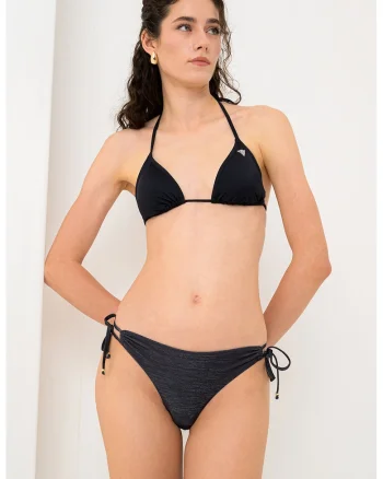 Slip cu snururi laterale, Negru/Argintiu