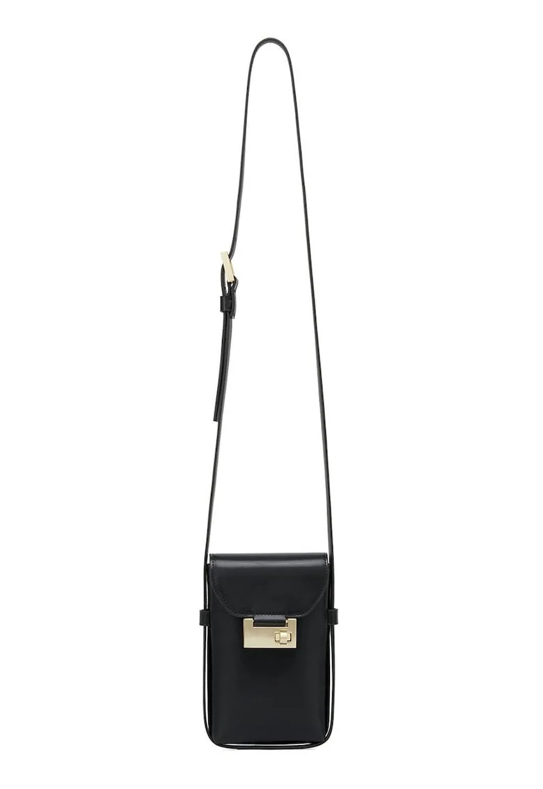 Geanta crossbody de piele, Negru