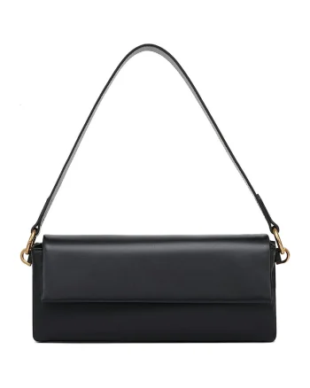 Geanta crossbody uni de piele, Negru