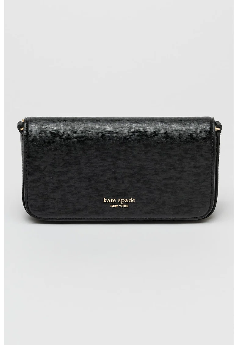 Geanta crossbody Devin Saffiano din piele, Negru, 10.8 x 20.3 x 5.7 cm
