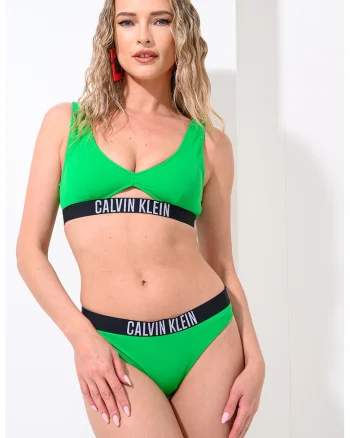 Slip de baie cu banda logo, Verde lime