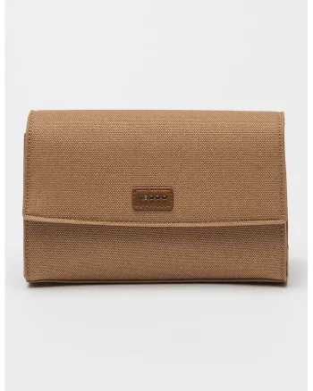 Geanta crossbody de piele ecologica cu clapa, Maro camel