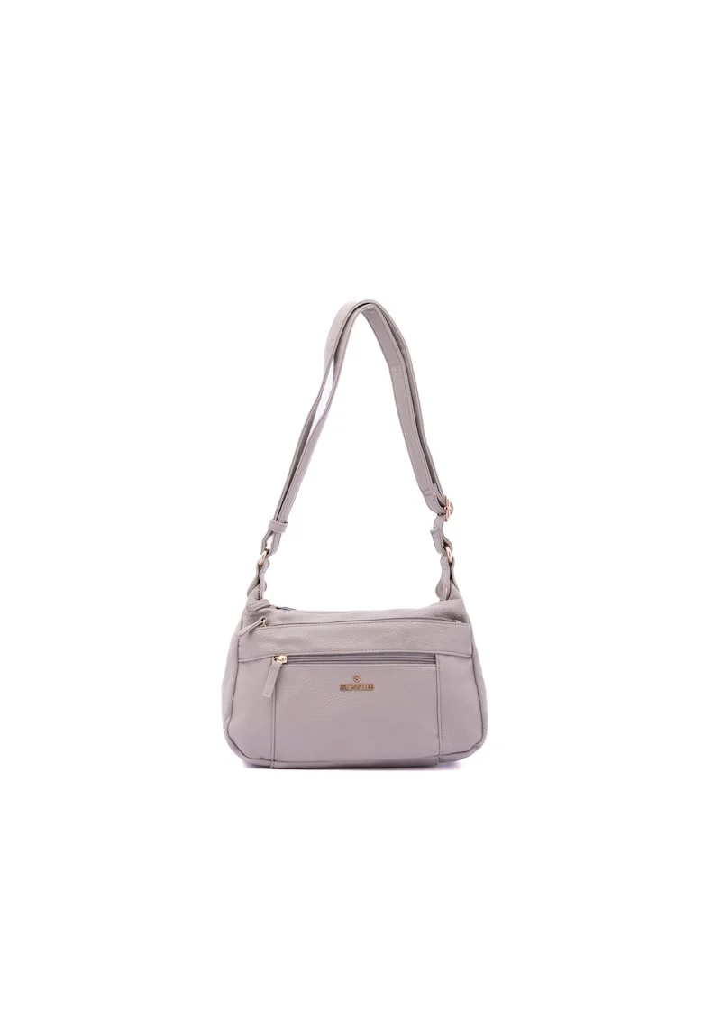 Geanta crossbody din piele ecologica, Gri deschis