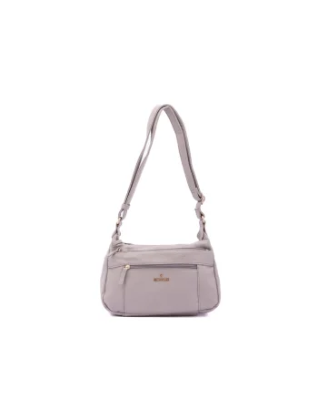 Geanta crossbody din piele ecologica, Gri deschis