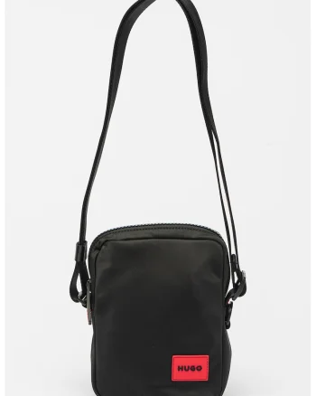Geanta crossbody cu aplicatie logo, Negru