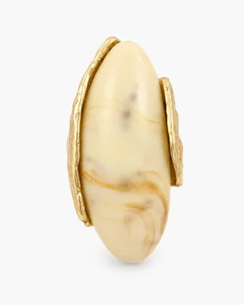 Inel dama statement auriu reglabil cu design sculptural ivory