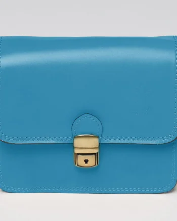 Geanta crossbody albastra din piele naturala tip postas
