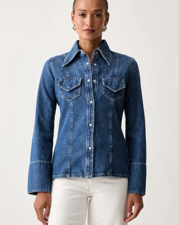 BOSS Orange cămașă de damă din denim C_SLIM SHIRT