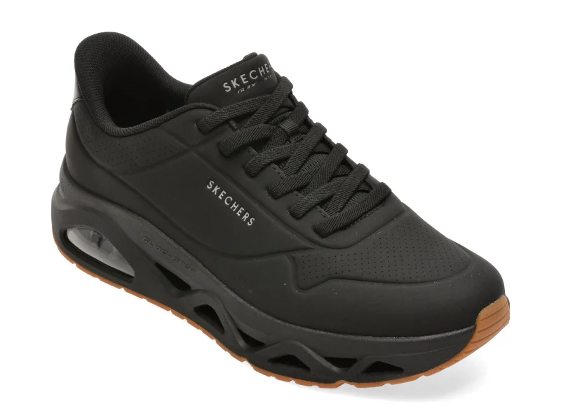 Pantofi sport SKECHERS negri, 183420, din piele ecologica