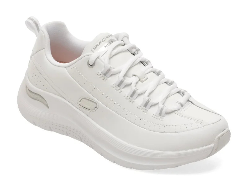 Pantofi sport SKECHERS albi, 150061, din piele ecologica