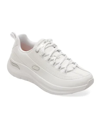 Pantofi sport SKECHERS albi, 150061, din piele ecologica
