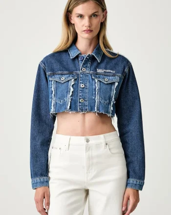 Karl Lagerfeld Jeans geacă de blugi pentru femei din bumbac