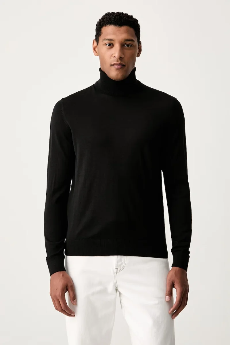 Tommy Hilfiger pulover cu guler înalt pentru bărbați din lână