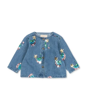 Konges Sløjd geacă de blugi pentru copii din bumbac MAGOT SEQUIN DENIM JACKET GOTS