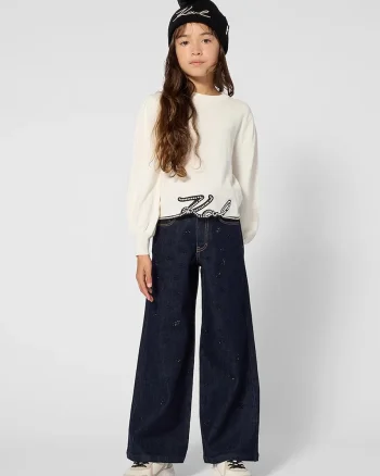 Karl Lagerfeld blugi wide leg pentru copii