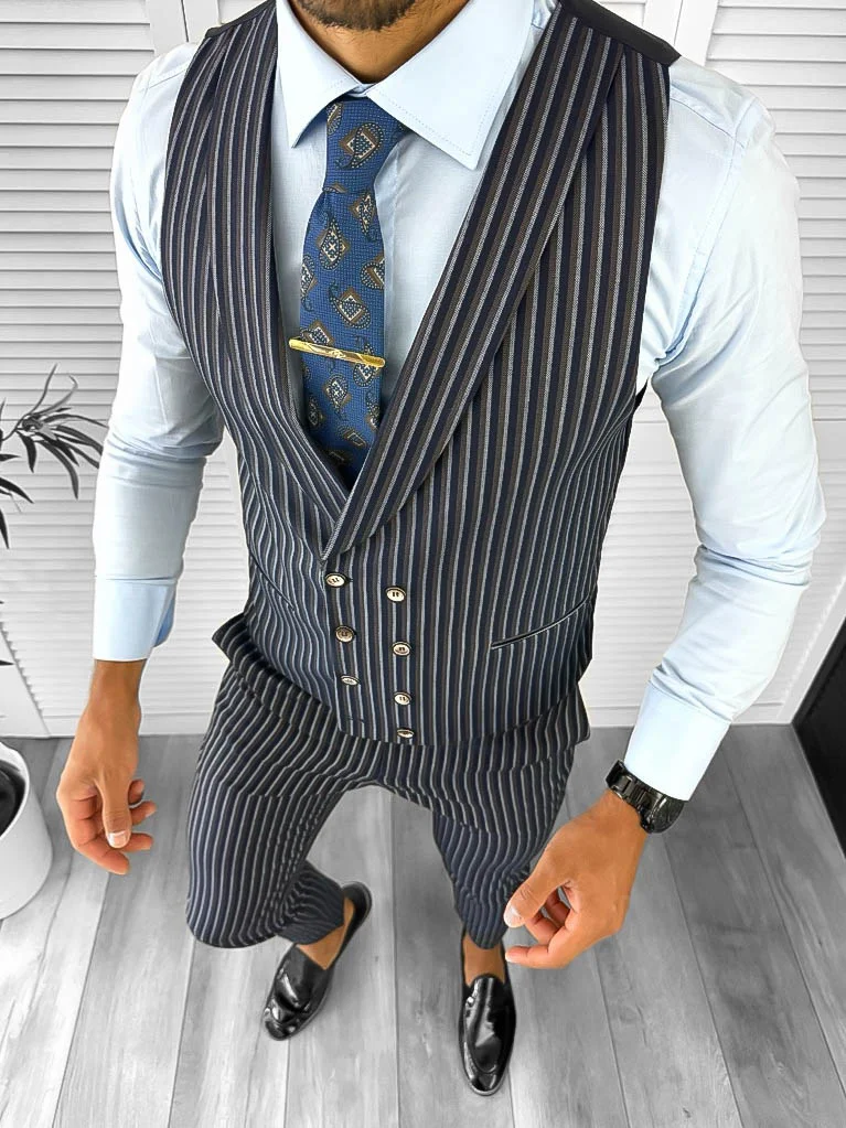 Pantaloni barbati casual regular fit bleumarin 12791 O3-3.1