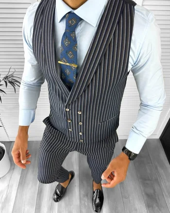 Pantaloni barbati casual regular fit bleumarin 12791 O3-3.1