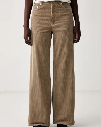 A.P.C. pantaloni wide leg pentru femei din catifea reiată jean clyde