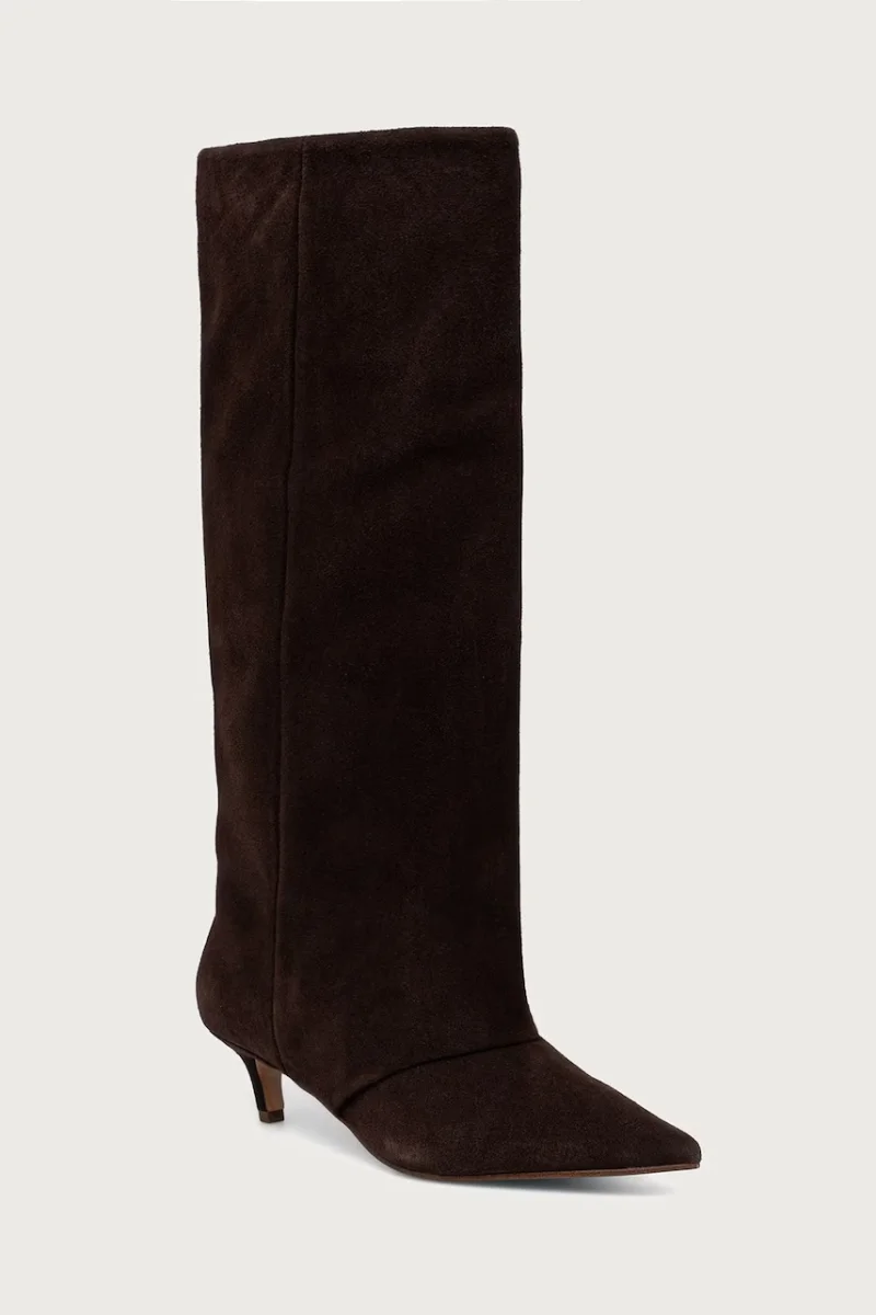 Steve Madden cizme cu toc jos pentru femei din piele întoarsă Luca