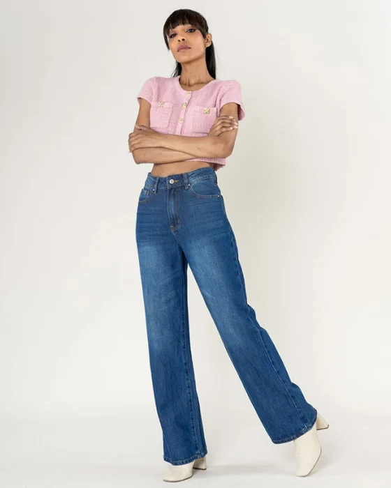 Blugi dama wide leg Nina Carter albastru T001-4 M7