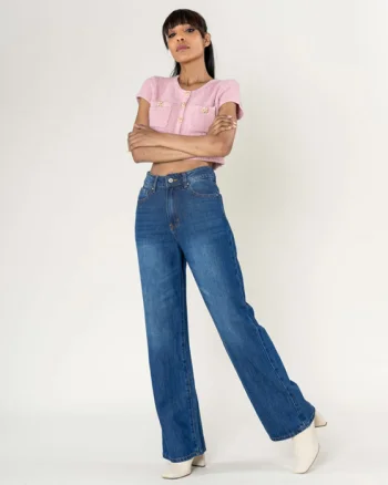 Blugi dama wide leg Nina Carter albastru T001-4 M7