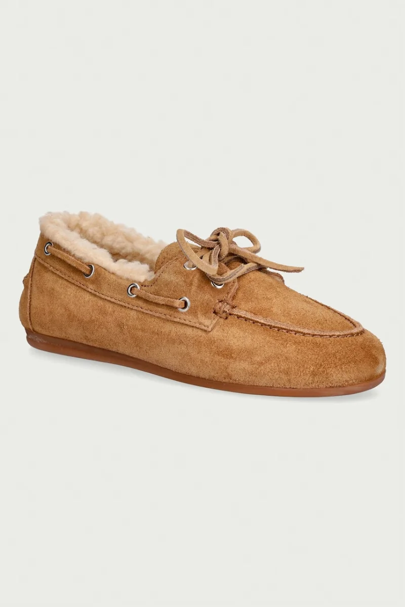 Posa loafers slip-on pentru femei din piele întoarsă Boat Loafer