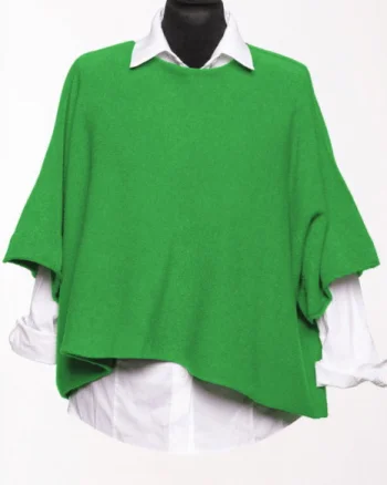 Pulover versatil cu maneca fluture din vascoza, verde