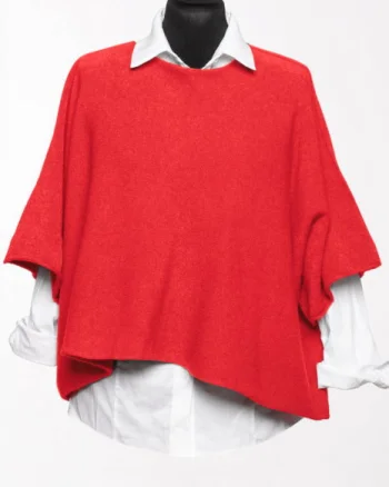 Pulover versatil cu maneca fluture din vascoza, rosu