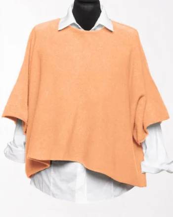 Pulover versatil cu maneca fluture din vascoza, piersica